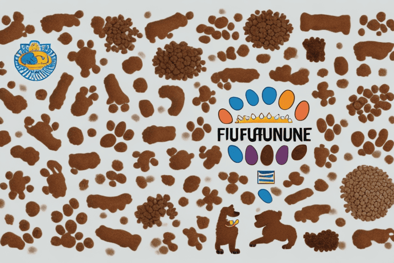 A variety of life's abundance dog food products surrounded by playful dogs of different breeds