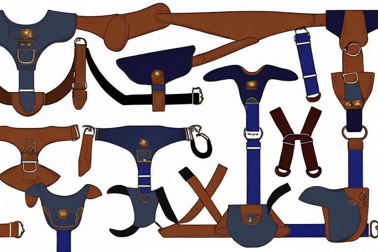 Various types of dog harnesses like no-pull