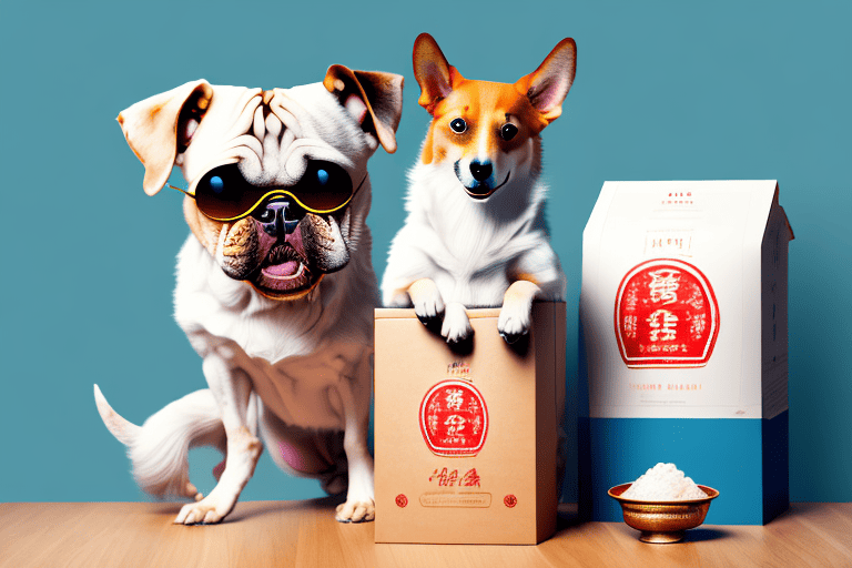 A dog in a relaxed posture with a box of yunnan baiyao nearby