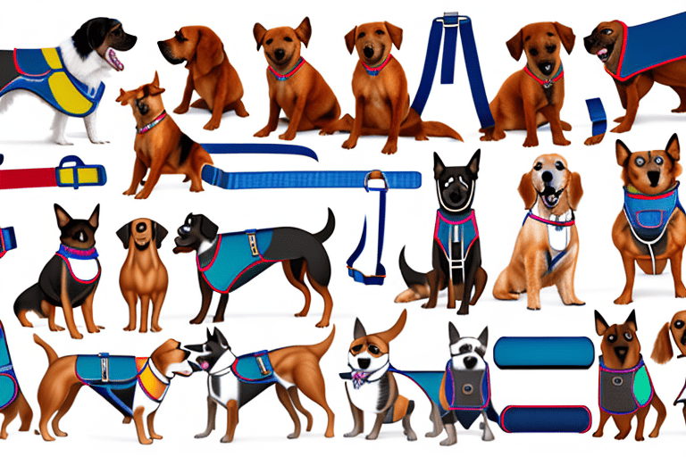 Various types of dog harnesses