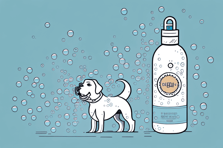 A dog being bathed with bubbles around