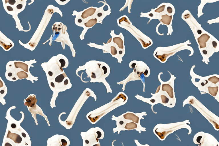 A variety of lamb bones in a pet store setting