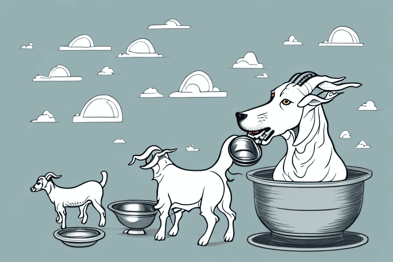 A dog happily lapping up goat milk from a bowl