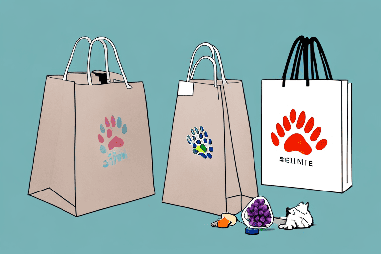 A shopping bag filled with senilife dog supplement boxes