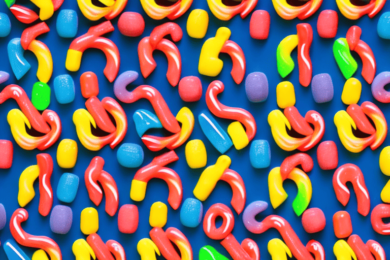 A variety of colorful licorice candies shaped like scottie dogs