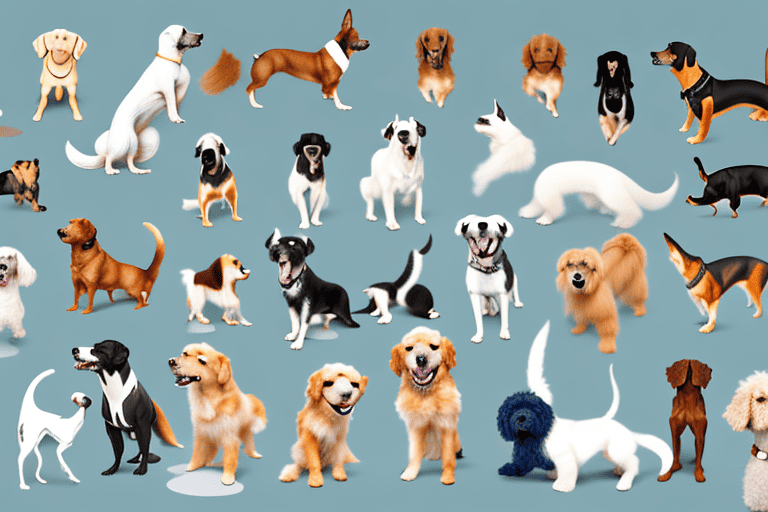 A variety of dogs of different breeds