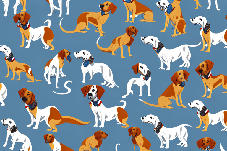 Several distinct hound dog breeds