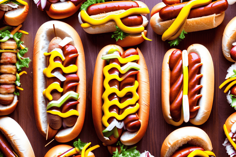 Various types of hot dogs