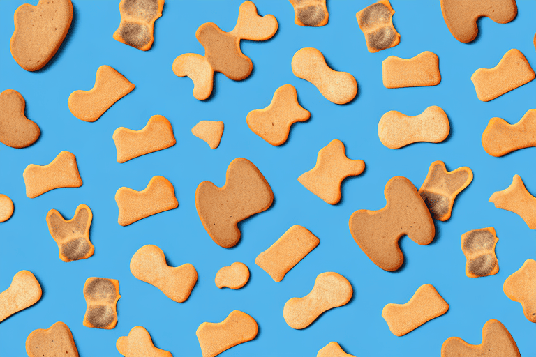 A variety of wag more bark less dog treats scattered around