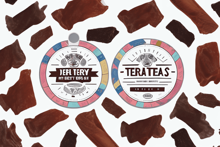 A variety of jerky treats arranged in a semi-circle