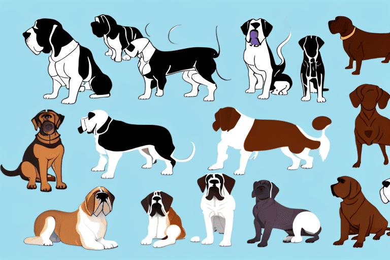 Several different large breed dogs