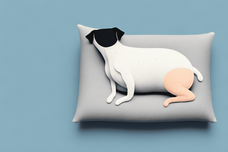 A domestic dog comfortably resting on a human-shaped pillow