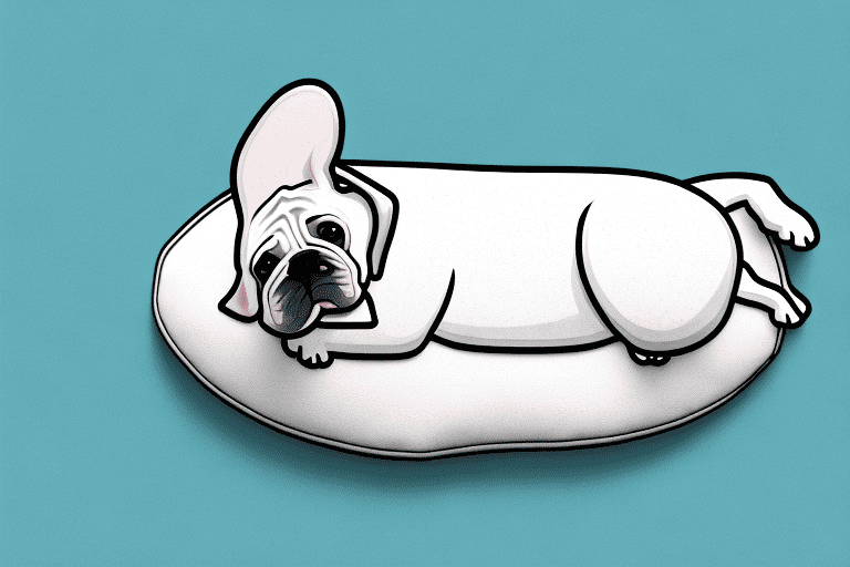 A dog comfortably laying on a cushion that is shaped like a human belly