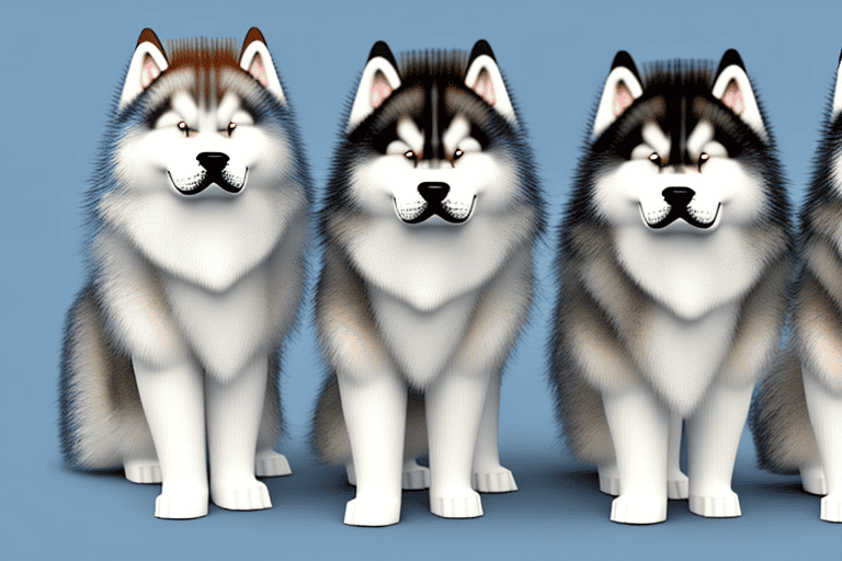 Several distinct types of malamute dogs