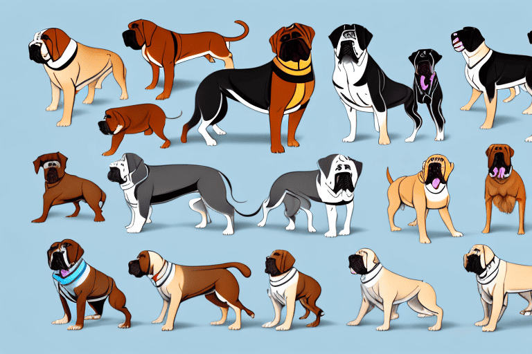 Several distinct types of mastiff dog breeds