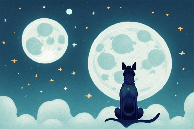 A worried dog under a moonlit sky