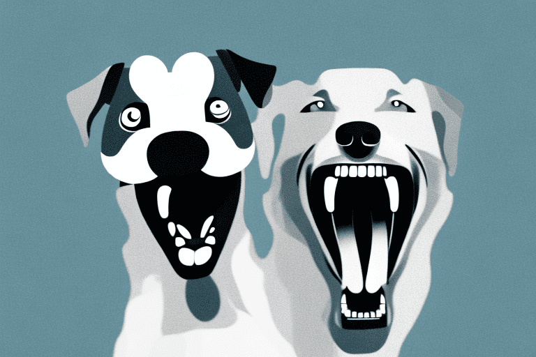 A dog yawning