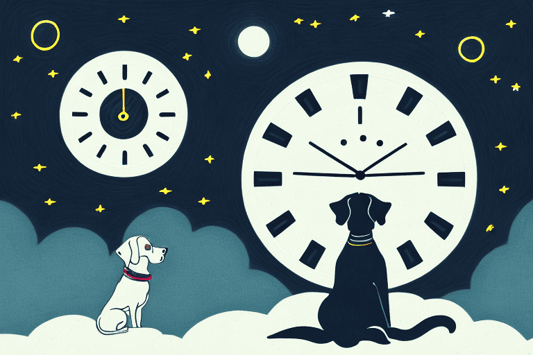 A worried dog under a moonlit night sky