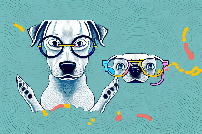 A curious dog with its snout close to a pair of glasses