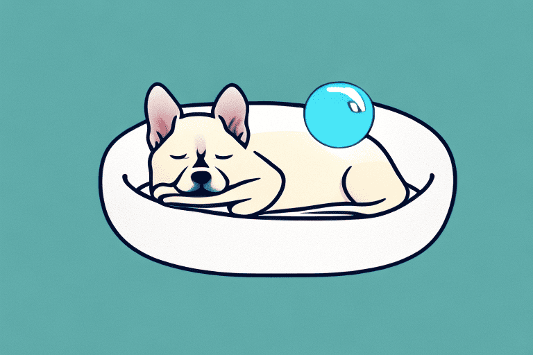 A sleeping dog in a cozy bed