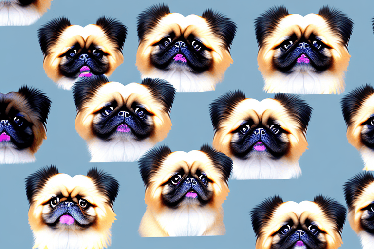 Several distinct types of pekingese dogs showcasing their unique characteristics and color variations