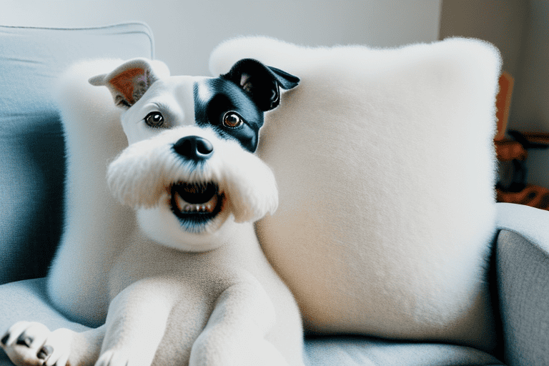 A curious dog enthusiastically licking a large