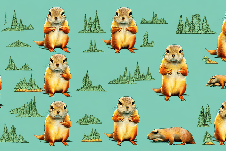 Several different types of prairie dogs in their natural habitat