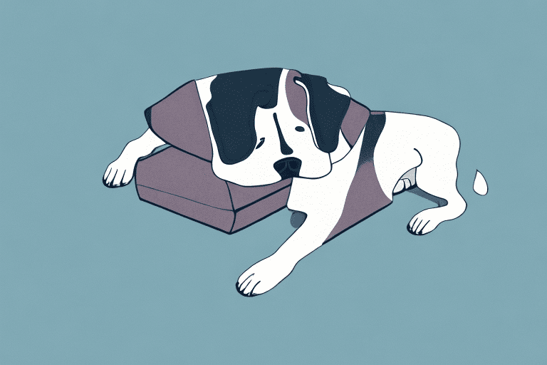 A dog peacefully sleeping while its paw rests on a nearby object