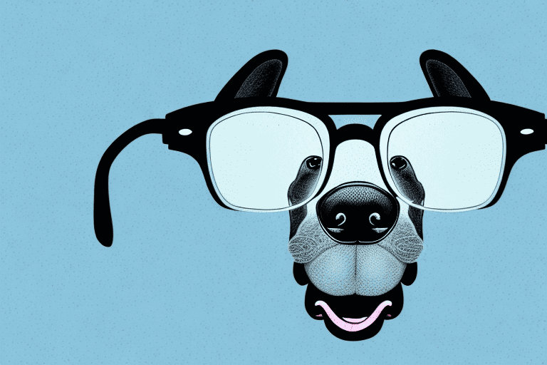 A close-up of a dog's tongue approaching a pair of glasses