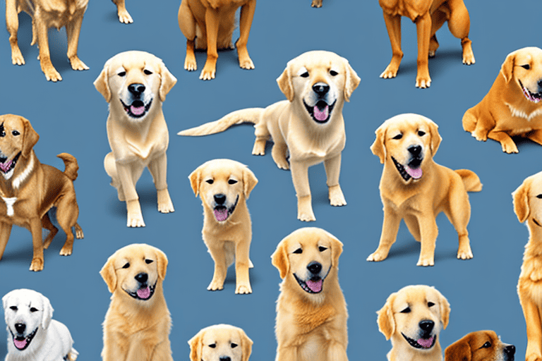 Several different types of retriever dogs