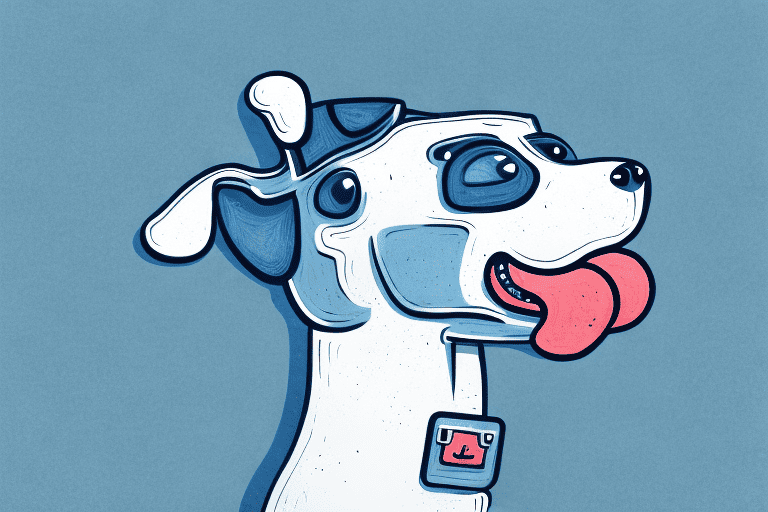 A playful dog rubbing its head against a pair of denim-clad legs