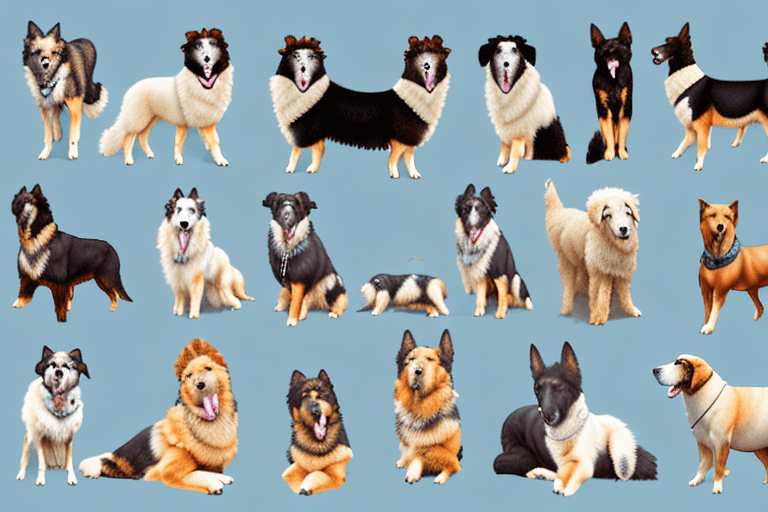 Several distinct types of shepherd dogs