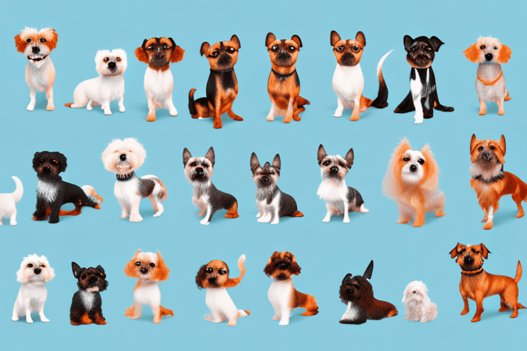 Various types of small dog breeds in different poses