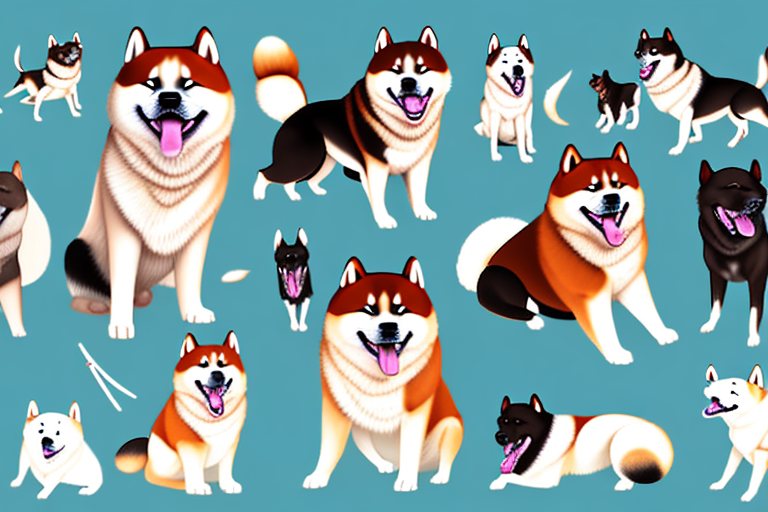 Several distinct types of akita dogs