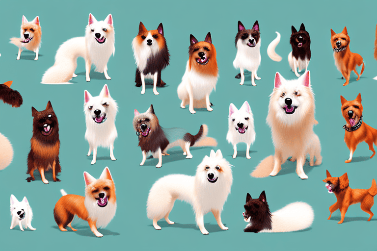 Several distinct spitz dog breeds