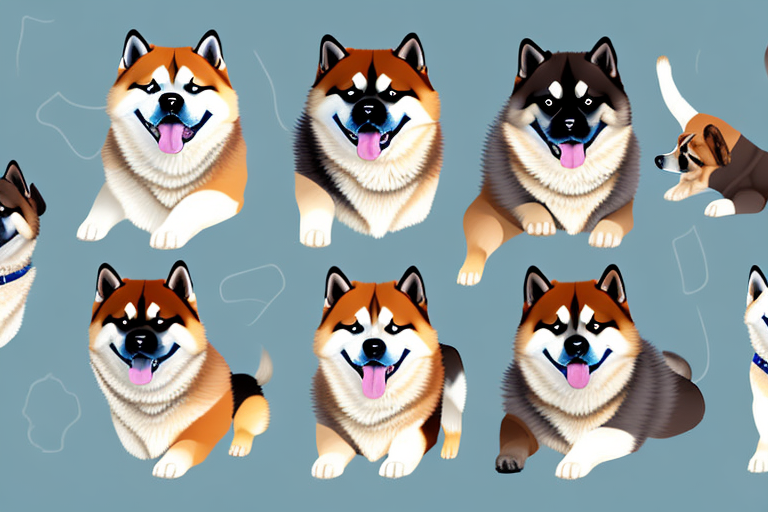 A variety of akita type dogs