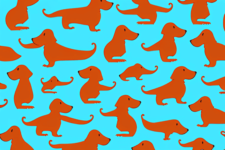 Several distinct types of weenie dogs (dachshunds) in various poses