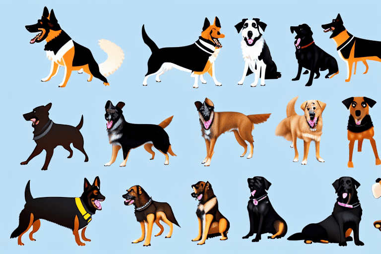 Several different breeds of dogs