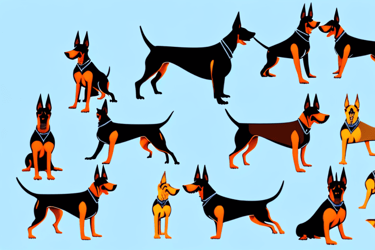 Four distinct types of doberman dogs