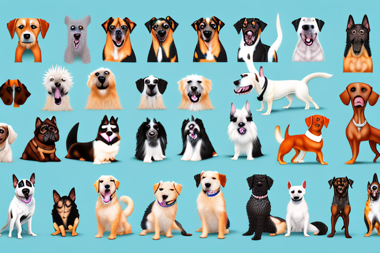 Various types of dogs from different breeds and sizes