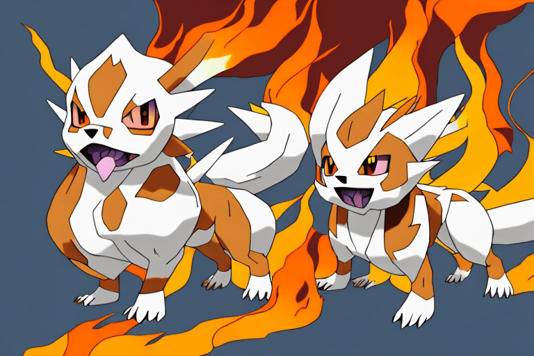 Several fire-type pokémon that resemble dogs