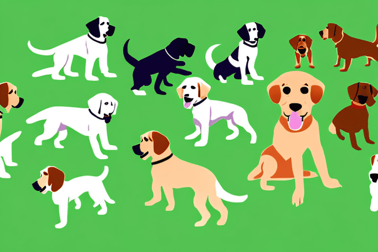 Various types of dog puppies