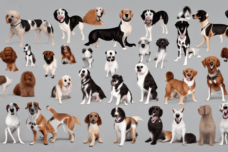 Several different breeds of dogs